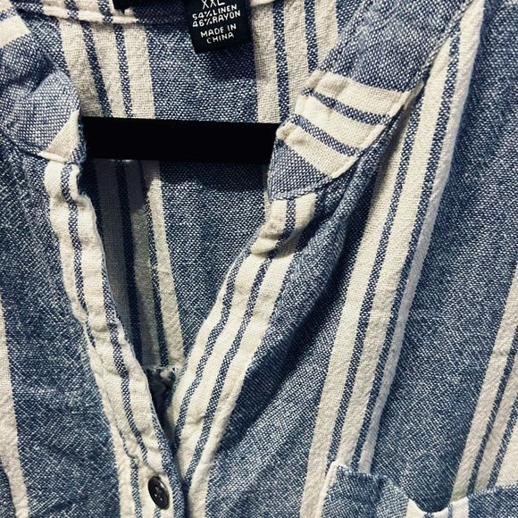 White & Blue Stripe Romper | Kelly Renee XXL - Picture 4 of 6